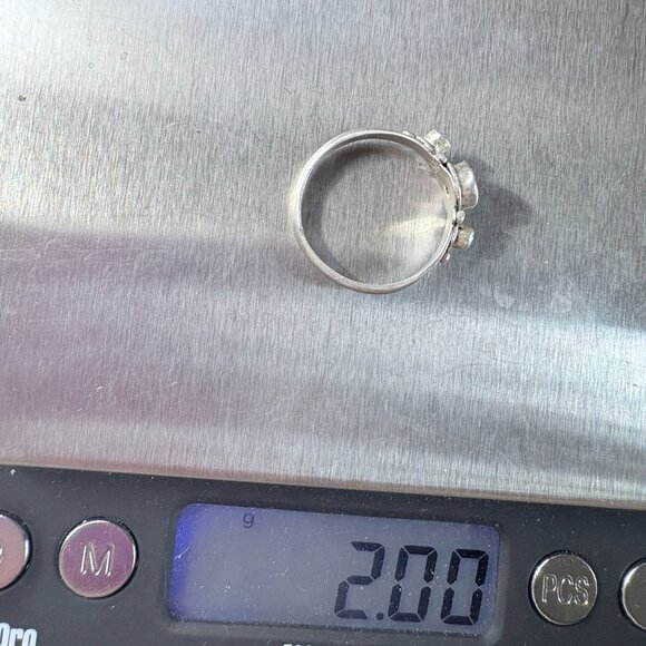 VTG Sterling Silver 925 Amethyst & Opal Bezel Set Ring Size 7 - Picture 7 of 7